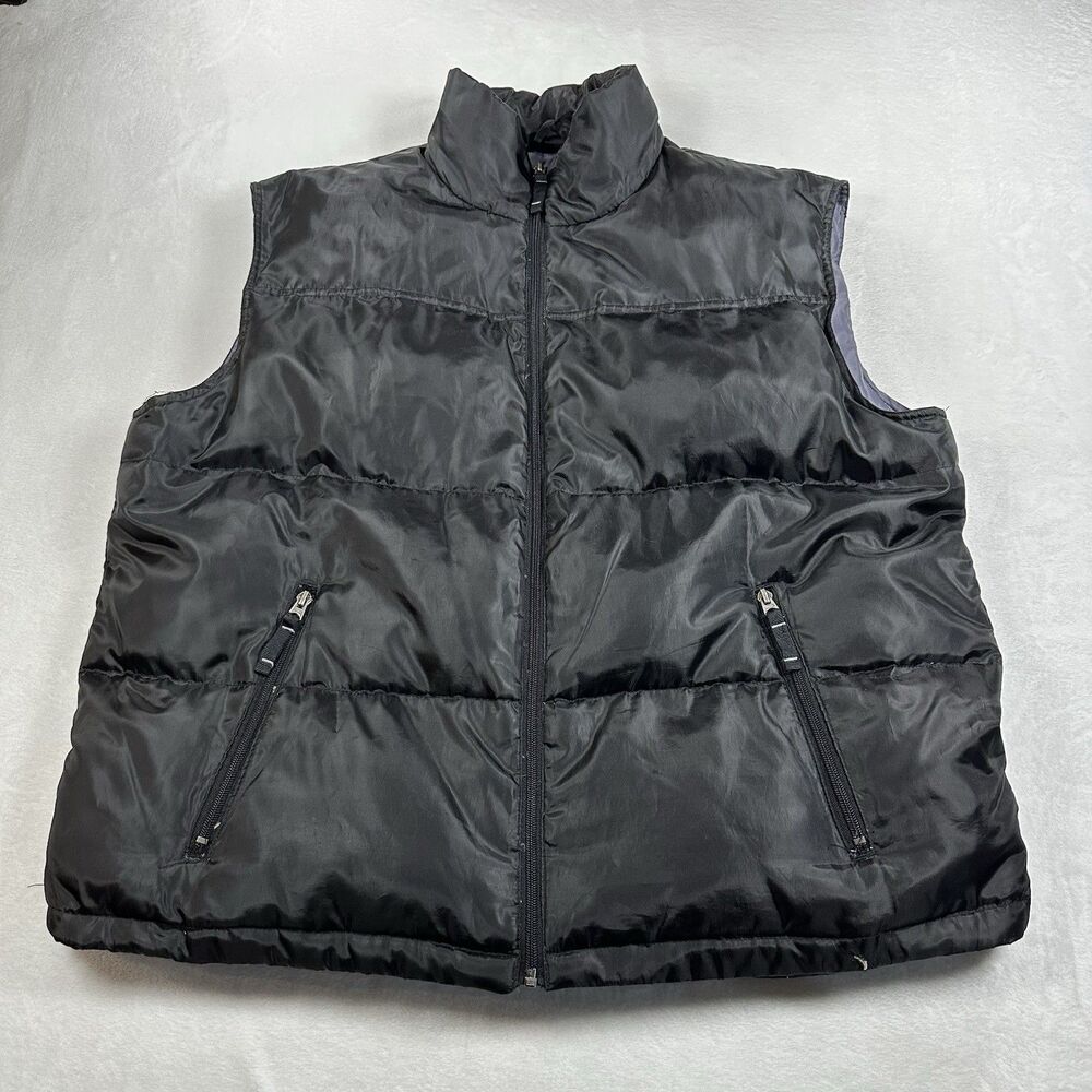Shaver Lake Outerwear Down Puffer Vest Mens XL Black Full Zip Drawcord Hem